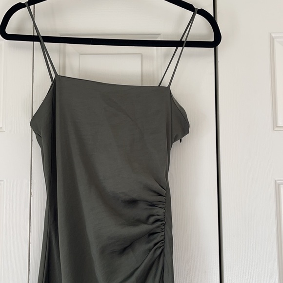 Zara Sage Green Satin Slip Dress - Picture 2 of 7